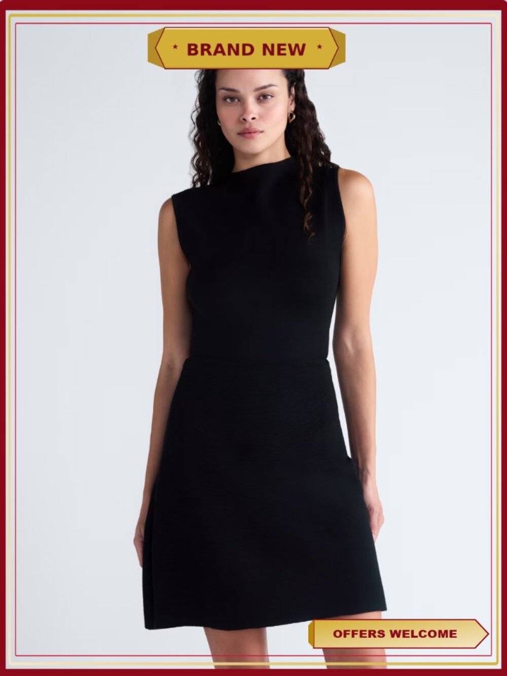 Sleeveless Mock Neck Mini Dress Bodycon Fit Women's
